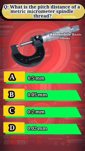 4.3K views · 64 reactions | @topfans What is the pitch distance of a metric micrometer spindle thread?#MicrometerReading, #MicrometerScrewGauge, #MetricMicrometer, #MicrometerPitch, #HowToUseMicrometer, #MicrometerCalibration, #MicrometerMeasurement, #MicrometerScale, #EngineeringMetrology, #PrecisionMeasuringTools, #MechanicalWorkshopTools, #MicrometerAccuracy, #ScrewThreadPitch, #MicrometerTutorial, | Automobile Basic Ideas | Facebook