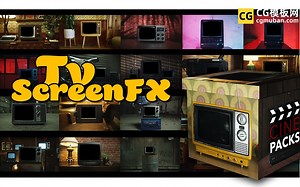 4K视频素材：电视机视频框素材 复古元素三维实景老电视合成动画 TV Screen FX