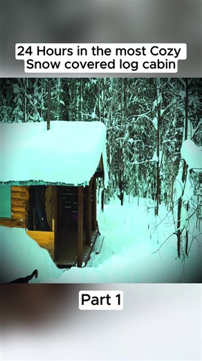 24 Hours in the most Cozy Snow covered log cabin
