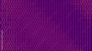 Wave loop animation strings of flat circles and squares. 3d rendering 4K