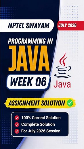 Programming In Java Week 6 Assignment Solution July 2026 | NPTEL & SWAYAM