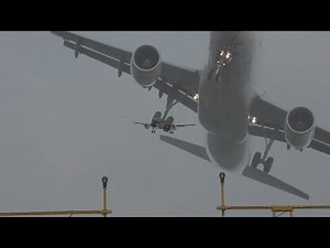 Crosswind landings aborted 3x Go around extreme weather