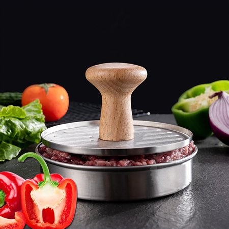 Kitchen BBQ Tool Heavy Hamburger Press Burger Meat Beef Grill Patty Maker Silver - Walmart.ca