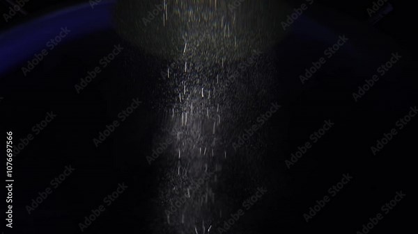 A beam of soft light filters down through darkness, illuminating tiny particles that float gently within it. The scene has a peaceful, ethereal quality, evoking a sense of transcendence or a journey t