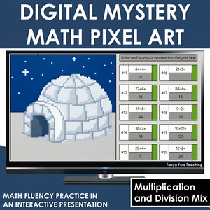 Digital Math Pixel Art | 4th Grade Fluency Multiplication and Division Mix Set 2