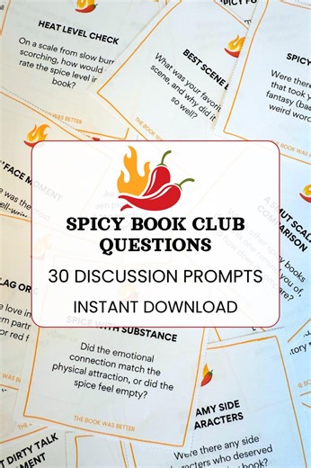 Spicy Book Club Discussion Guide Book Club Icebreaker Book Club Activities Book Club Printable Book Review Questions Book Club Guide PDF - Etsy