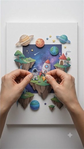 ✨ I Made a Magical Paper Space World 🚀🌌 | 3D Paper Craft DIY #shorts
