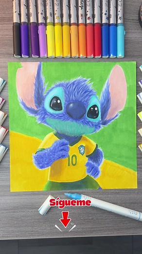 Cómo dibujar a Stitch como jugador de Brasil