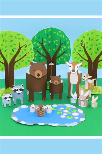 10K views · 34 reactions | It's Springtime in the woodlands and the babies are out! This paper small world is available in our printable store (there is an Autumn version too for our Aussie followers) | The Craft Train | Facebook