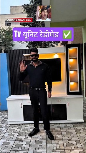 Readymade TV Unit with LED Light | Modern Wall Design 🔥 #shorts #tvunit #interior