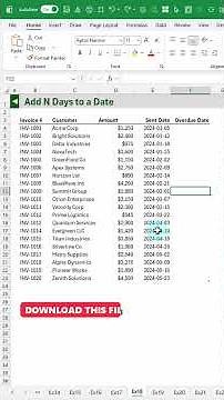 Add days to any date in Excel #shorts