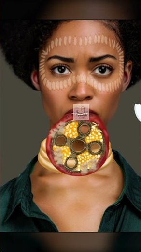 How African Tribes Stretch Their Lips? 😱#asmr #animation #satisfying