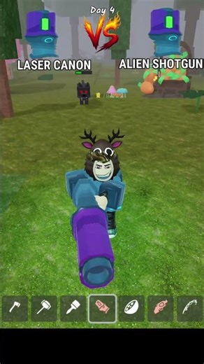 Laser Cannon vs Alien Shotgun ⚡🔫👽! Which Is Stronger?! #99nightintheforest #roblox #usa