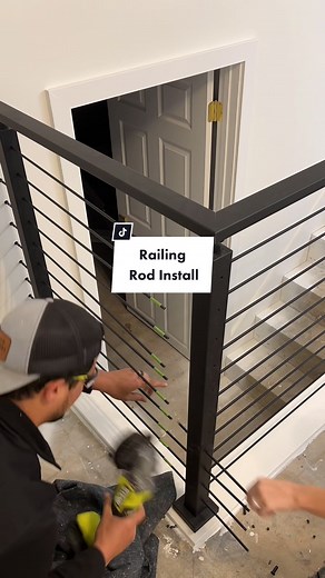 Modern Stair Railing Installation with Rods | DIY Home Renovation