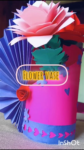 easy paper flower vase|how to make a flower vase at home|#shortsviral #shortsfeed #shorts