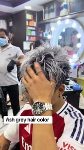 #creatorsearchinsights Ash grey hair color before and after #thebestparlourfan🥰😘 #ktm Newroadkhichapokhari | The Best Beauty & Handsome Parlour Khichapokhari