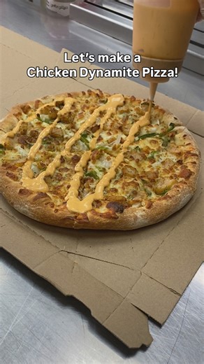 1.8K views | Bold flavor. Fiery taste.  Mention someone you’d share a Chicken Dynamite Pizza with  Order now at dominos.com (link in bio) #Dominos #Pizza #ChickenDynamite | Domino's Pizza | Facebook