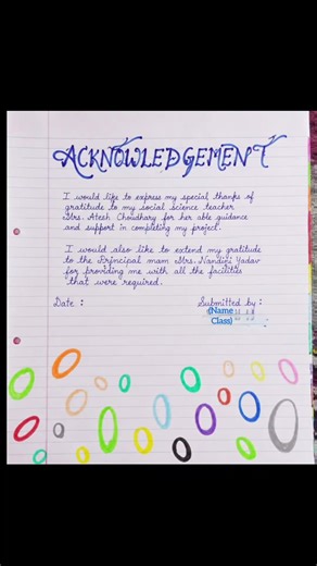 Acknowledgement for project ||How to make acknowledgement for project|#project#students #file#shorts