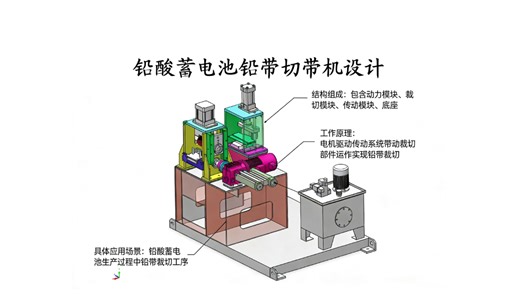 CX381-铅酸蓄电池铅带切带机设计【solidworks2020设计 工作原理解释】，模型带设计参数，包含solidworks装配体、零件图三维模型。
