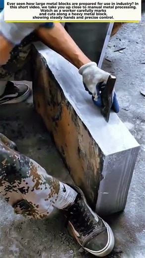 Manual Metal Block Processing: Marking & Cutting in Action
