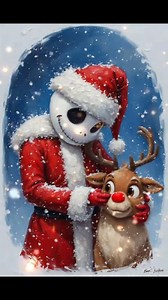 25K views · 646 reactions | Jack Skellington taking care of a red-nosed reindeer, proving that even the Pumpkin King can have a warm Christmas moment. | The Nightmare Crew | Facebook