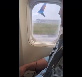 Aircraft aborts landing amid difficult weather at Leeds Bradford Airport in England, UK