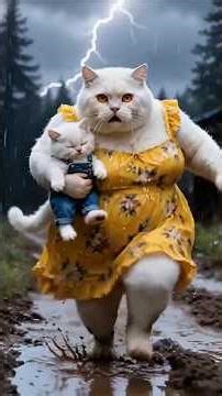 قصة أم عظيمة تحمي عائلتها من الكارثة ⛏️✨ #cat #shorts #ai #viral