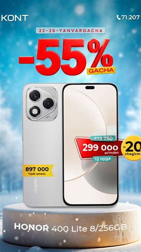 Maishiy texnika va elektronika do'koni on Instagram: "Texnikani qachon arzonroq olgansiz? Arrrzonroq xarid qilishingiz uchun... DISKONT'da 55%gacha chegirma boshlangan: - Honor 400 Lite 8/256GB 299 000 so'mdan / 12 oyga - Sovutgich Premier PRM-270BFLF/W 249 000 so'mdan / 12 oyga - iPhone 13 Midnight Black 128gb 699 000 so'mdan / 12 oyga - Televizor Samsung UE55DU7100UXUZ 599 000 so'mdan / 12 oyga - Changyutgich Samsung VCC5610X3W/UZ 99 000 so'mdan / 12 oyga - Kir yuvish mashina TOSHIBA TW-BL90A4