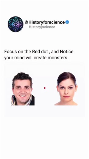 History|Science on Instagram: "Follow @historyforscience 🌀😱 INSTANT FACIAL DISTORTION EFFECT: Your brain will FREAK OUT with this! ⚠️ Imagine: Two faces flashing super fast while you stare at the center point. Instead of normal faces, BOOM—they distort in bizarre and scary ways! Your brain exaggerates the differences to try to “distinguish” them better, thanks to adaptive facial perception. It amplifies contrasts, transforming ordinary faces into something surreal and creepy. It's pure science