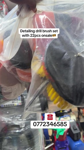 The 22pcs detailing drill brush kit is a versatile, time-saving power scrubbing set designed for automotive and household cleaning, featuring various nylon brushes, scouring pads, sponges, and an extension pole that fit standard cordless drills. Ideal for removing dirt and brake dust from wheels or detailing interiors, this kit is available on platforms like TikTok Shop, Amazon.ae, and Ubuy Rwanda. #detailingbrushespriceinuganda #22pcsbrushessetforcleaning #drilldetailingbrushes #mrmachines #for