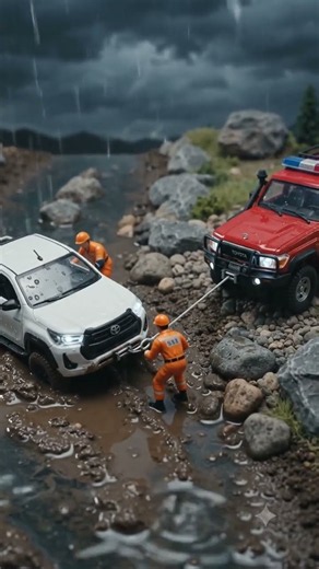 Epic RC Mud Rescue! 4x4 Truck Winches Out Stuck Hilux in Storm