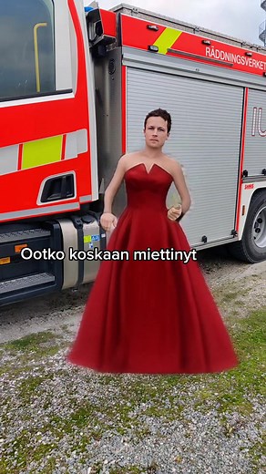 🚒💅 #palomies #firefighter #prom #reddress