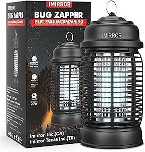 Bug Zapper, Outdoor Bug Zapper, Waterproof Electronic Mosquito Zapper Fly Zapper for Outdoor and Indoor - 20W Black