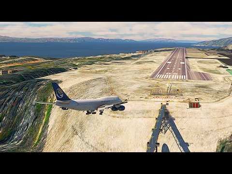 Massive 747 Almost Misses The Runway?! Heart-Stopping Landing Nuuk Greenland Airport