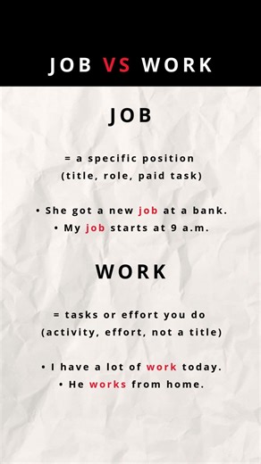 Job vs Work – Don’t Confuse These in English #spokenenglish