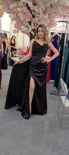Elegant Evening Gown Showcase in Boutique Setting