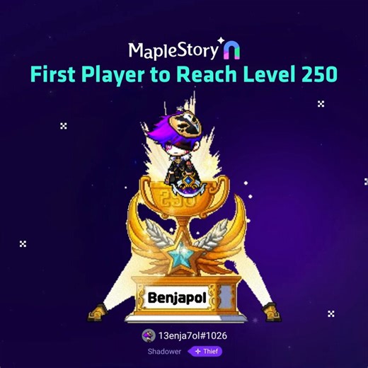 This is huge! Nobody else has this chair.Benjapol is the first player in MapleStory N to reach Lv. 250, unlocking the Throne of Masters 🎉Time, consistency, and pushing further than most.How long do you think it takes? 👀