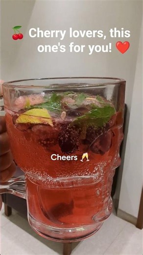 Cherry Mojito 🍒🥤 | Refreshing Homemade Summer Mocktail #Shorts