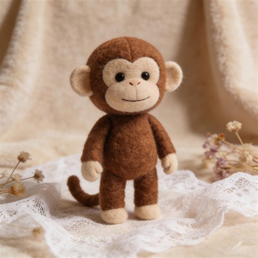 Handmade Needle Felted Monkey Figure, Cute Wool Felt Animal Decor, Nursery Soft Plush Like Toy Unique Gift Baby Shower Birthday Animal Lover - Etsy