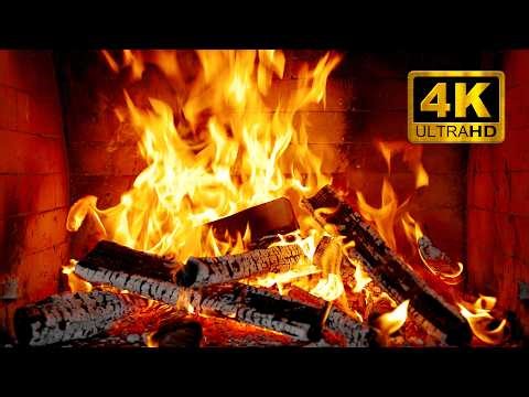 🔥 Real Fireplace in 4K • 12H Cozy Winter Ambience | Crackling Fire for Sleep & Relaxation