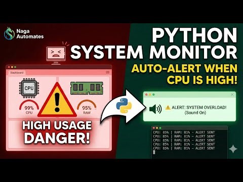 Python Automation Project | Auto Alert When CPU & RAM Are High | Build a Real-Time CPU & RAM Monitor