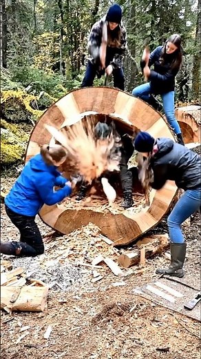 Building a Secret Log Cabin in the Dark Forest 🌲 | Forest Construction ASMR