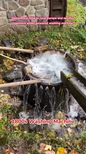 1800s Tech 🤯 Water-Powered Washing Machine for Heavy Clothes! #VintageTech #vintage #technology #how