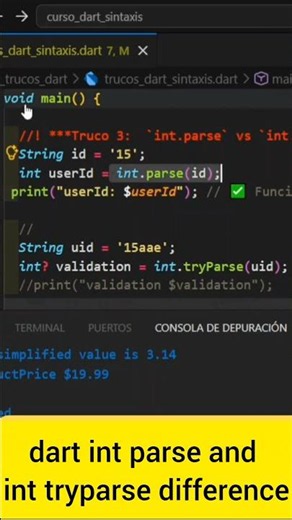 #dart int parse and int tryParse difference #flutter #programming