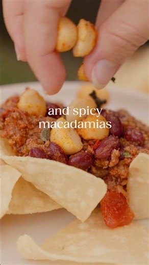 Enjoy winter with Australian macadamias with chilli beef with spicy macadamia topping