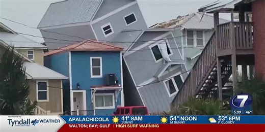 Tornado causes house to lean on its side