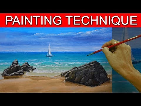 How to Paint a Simple Seascape in Basic Step by Step Acrylic Full Painting Tutorial by JM Lisondra