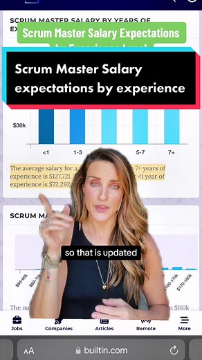Replying to @Morgan ✈️🌎🧳 what is a scrum master salary for your first year versus your next year? What can I expect to make as a scrum master? Watch to find the breakdown. 🤗 #scrummaster #scrum #agile #careertiktok #careeradvice #scrummastermentor #certifiedscrummaster #careertok #jobs #scrummastersalaries #greenscreen