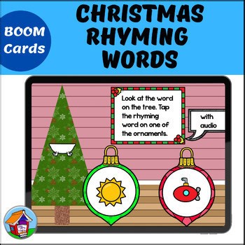 Christmas Holiday Short Vowel Rhyming Words BOOM™ Cards