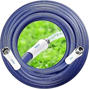 HIRALIY Garden Hose 50FT x 5/8", Heavy Duty Water Hose, Flexible and Lightweight, Kink Free, Easy to Coil, Solid Brass Connector, No Leak